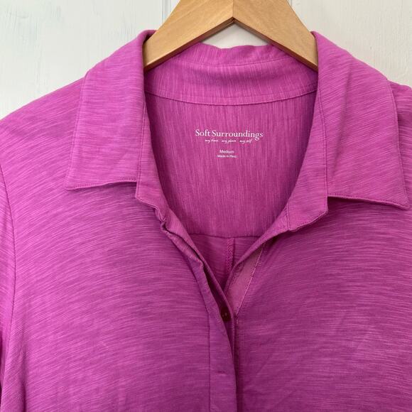 Soft Surroundings Hidden Button Front Tunic Top Pink Womens Size M Pima Modal - Picture 5 of 6